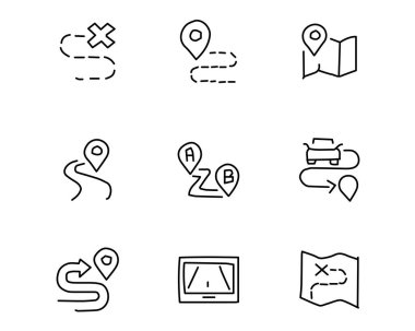 tasarlamak, elle çizilmiş tarzı tasarım, tasarlanmış web ve app navigasyon ve konumu el çekilmiş Icon set