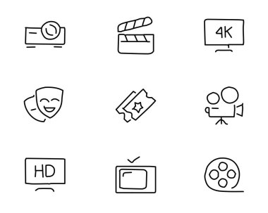 tasarlamak, elle çizilmiş tarzı tasarım, tasarlanmış web ve app film el çekilmiş Icon set