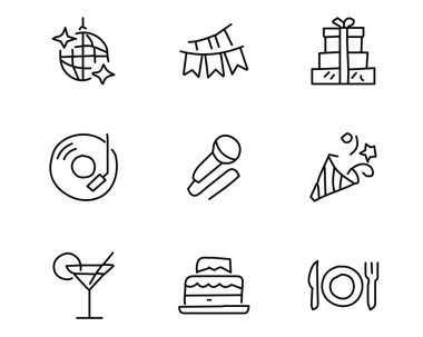 tasarlamak, elle çizilmiş tarzı tasarım, tasarlanmış web ve app parti el çekilmiş Icon set