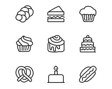 tasarlamak, elle çizilmiş tarzı tasarım, tasarlanmış web ve app ekmek Icon set