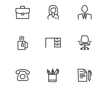 tasarlamak, elle çizilmiş tarzı tasarım, tasarlanmış web ve app Office el çekilmiş Icon set