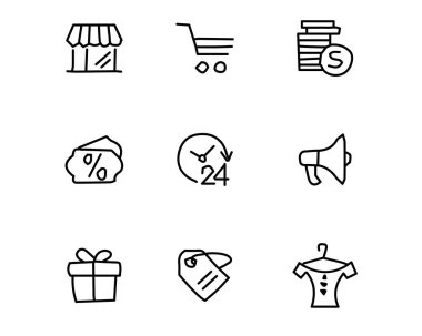 tasarlamak, elle çizilmiş tarzı tasarım, tasarlanmış web ve app alışveriş el çekilmiş Icon set