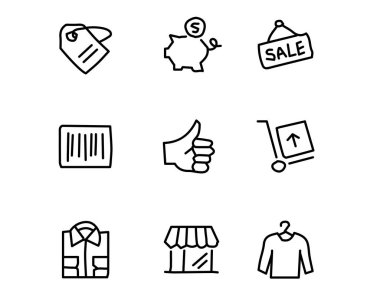 tasarlamak, elle çizilmiş tarzı tasarım, tasarlanmış web ve app alışveriş el çekilmiş Icon set