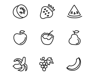 tasarlamak, elle çizilmiş tarzı tasarım, tasarlanmış web ve app meyve el çekilmiş Icon set