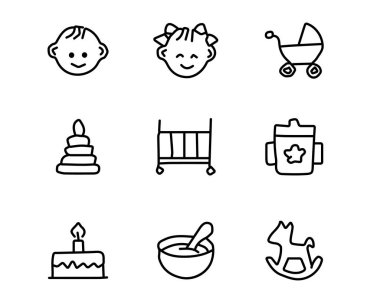 tasarlamak, elle çizilmiş tarzı tasarım, tasarlanmış web ve app bebek el çekilmiş Icon set