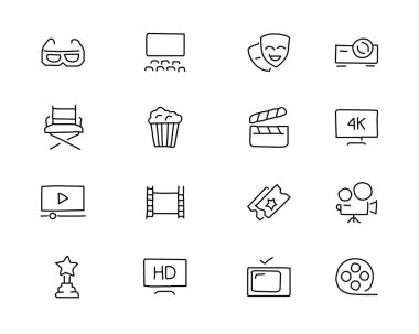 App ve web için tasarlanmış film elle çizilmiş simge tasarlamak, satır stil ikonu