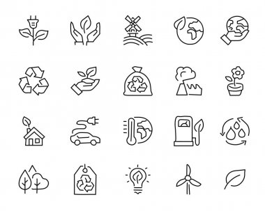App ve web için tasarlanmış yeşil çevre elle çizilmiş simge tasarlamak, satır stil ikonu