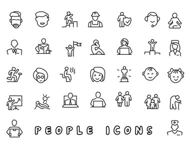 insanlar çizilmiş simge tasarlamak, satır stil ikonu, app ve web için tasarlanmış el