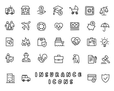 App ve web için tasarlanmış sigorta elle çizilmiş simge tasarlamak, satır stil ikonu