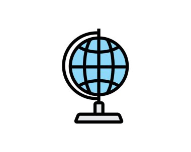 baskı ve web için tasarlanmış küre simge tasarlamak, karikatür tasarım stili,