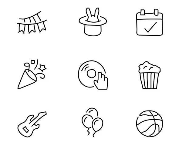 Partido dibujado a mano icono conjunto diseño ilustración, diseño de estilo dibujado a mano, diseño web y aplicación — Vector de stock