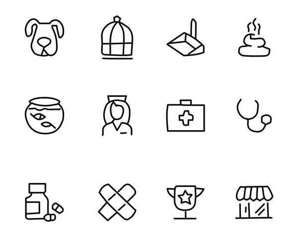 Pet icon set design illustration, handgezeichnetes style design, design web und app — Stockvektor