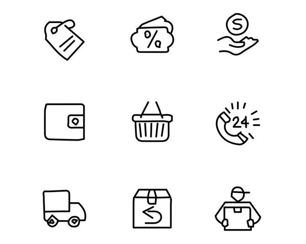 Business-Ikone Set-Design-Illustration, handgezeichnetes Design, entworfene Web-und App — Stockvektor