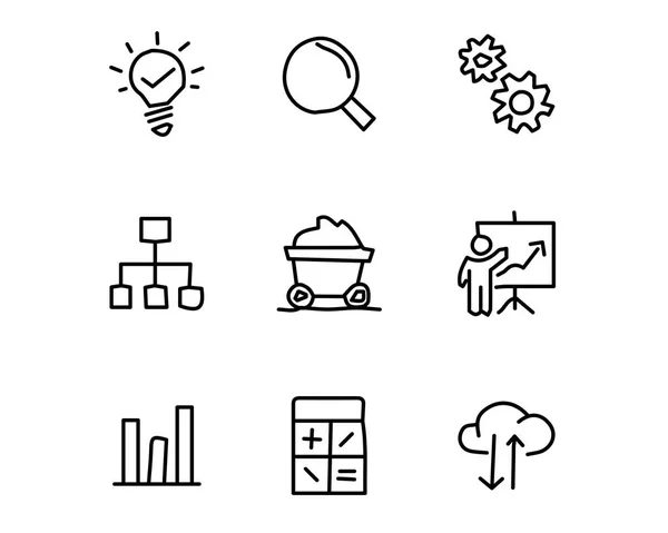 Éxito dibujado a mano icono conjunto diseño ilustración, diseño de estilo dibujado a mano, diseño web y aplicación — Vector de stock