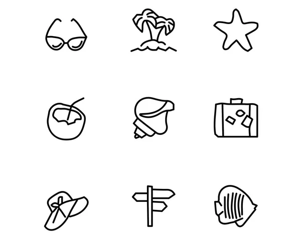 Ilustración de diseño de conjunto de iconos dibujado a mano de verano, diseño de estilo dibujado a mano, diseño web y aplicación — Vector de stock