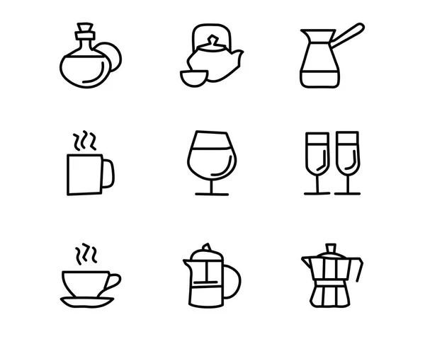 Drink handgezeichnete Icon-Set-Design-Illustration, handgezeichnetes Styledesign, entworfenes Web und App — Stockvektor