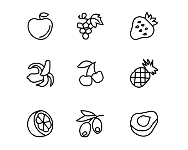 Fruit pictogrammenset hand getekende ontwerp, illustratie, hand getrokken stijl ontwerp, ontworpen web en app — Stockvector