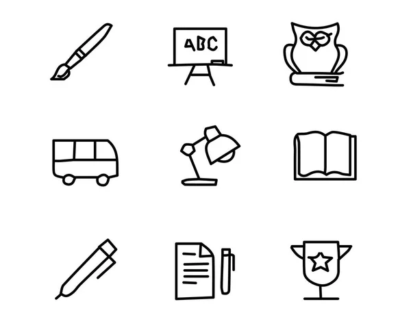 Schule handgezeichnete Icon-Set-Design-Illustration, handgezeichnetes Stil-Design, entworfenes Web und App — Stockvektor