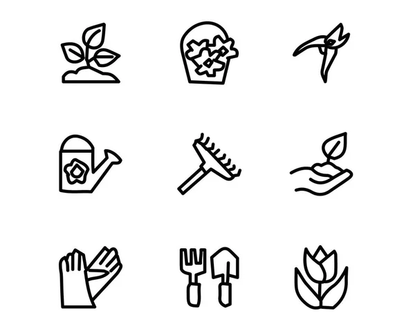 Tuin hand pictogrammenset getekende ontwerp, illustratie, hand getrokken stijl ontwerp, ontworpen web en app — Stockvector