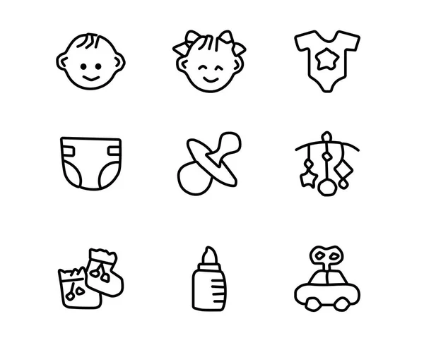 Baby hand gezeichnet icon set design illustration, hand gezeichnet style design, design web und app — Stockvektor
