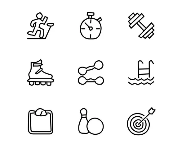 Fitness handgezeichnetes Icon Set Design Illustration, handgezeichnetes Design, entworfenes Web und App — Stockvektor