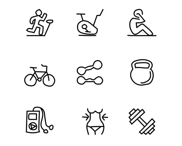 Fitness hand drawn icon set design illustration, hand drawn style design, designed web and app — Stock Vector