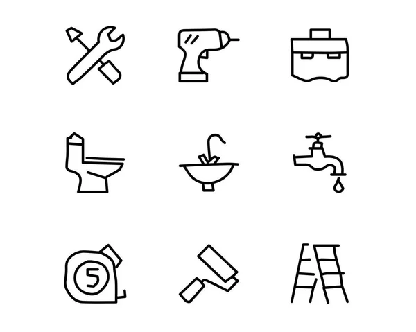 Home service icona disegnata a mano set disegno illustrazione, disegno stile disegnato a mano, web progettato e app — Vettoriale Stock