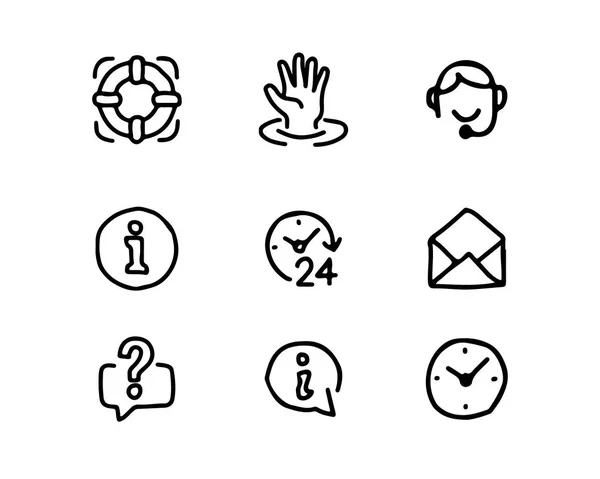 Ilustración de diseño de conjunto de iconos dibujados a mano de información, diseño de estilo dibujado a mano, diseño web y aplicación — Vector de stock
