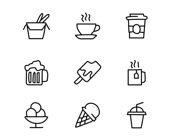 Getränke und Eis handgezeichnete Icon-Set-Design-Illustration, handgezeichnetes Stil-Design, entworfenes Web und App — Stockvektor