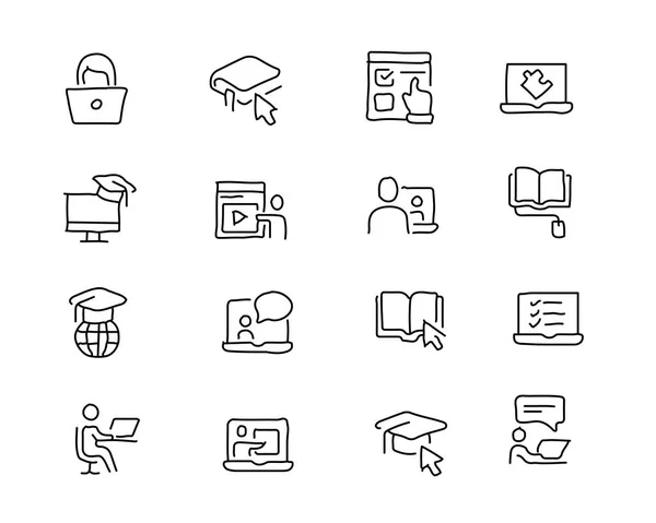 Online-Bildung handgezeichnete Icon-Design-Illustration, Linie Stil-Symbol, für App und Web entwickelt — Stockvektor