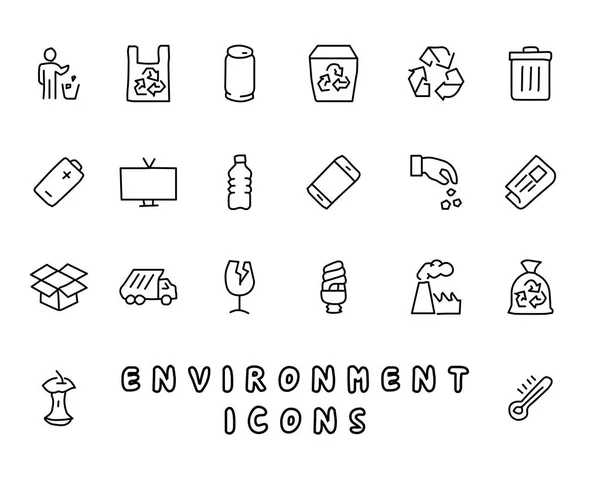 Ilustración de diseño de icono dibujado a mano del entorno, icono de estilo de línea, diseñado para aplicación y web — Vector de stock