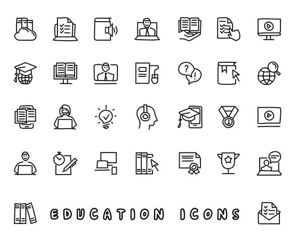 Ilustración de diseño de icono dibujado a mano de la educación, icono de estilo de línea, diseñado para aplicación y web — Vector de stock
