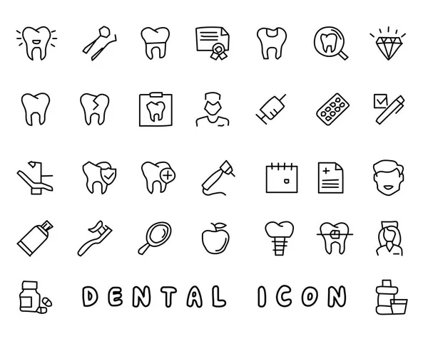 Fogászati kézzel rajzolt ikon design illusztráció, vonal stílus ikon, a app és a web — Stock Vector
