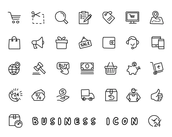 Ilustración de diseño de icono dibujado a mano de negocios, icono de estilo de línea, diseñado para aplicación y web — Vector de stock