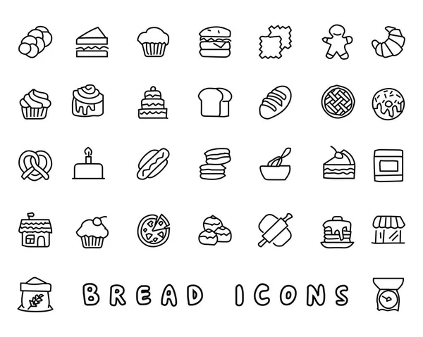 Illustrazione del disegno dell'icona disegnata a mano del pane, icona in stile linea, progettata per app e web — Vettoriale Stock