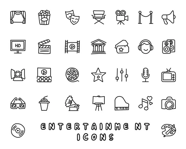 Ilustración de diseño de icono dibujado a mano de entretenimiento, icono de estilo de línea, diseñado para aplicación y web — Archivo Imágenes Vectoriales