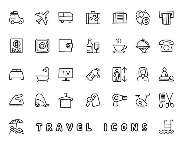Ilustração de design de ícone desenhado à mão de viagem, ícone de estilo de linha, projetado para aplicativo e web — Vetor de Stock