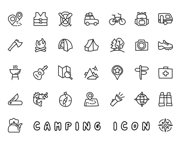 App ve web için tasarlanmış kamp elle çizilmiş simge tasarlamak, satır stil ikonu