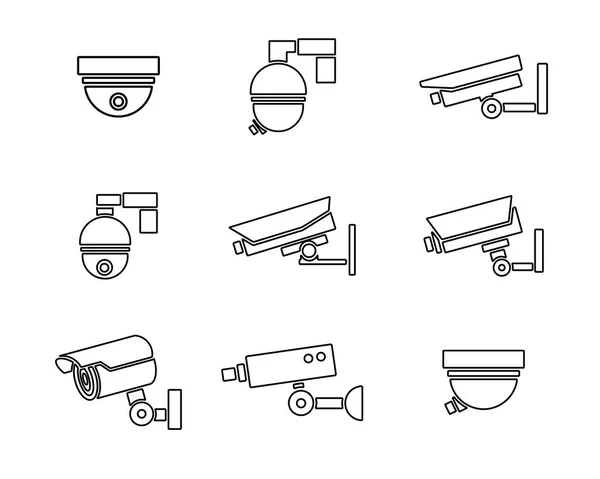 App ve web için tasarlanmış gözetim kamera elle çizilmiş simge tasarlamak, satır stil ikonu