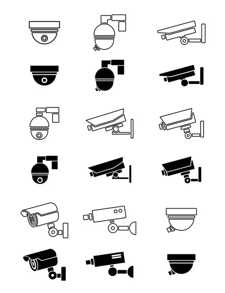Ilustração de design de ícone de câmera de segurança, estilo de design de silhueta, projetado para impressão e web — Vetor de Stock
