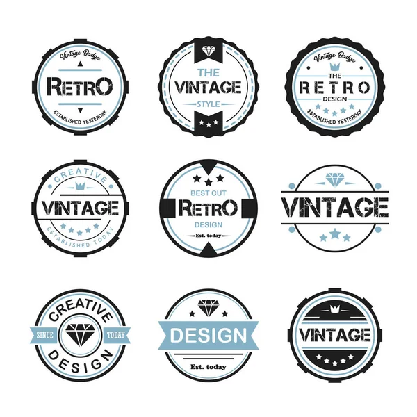 retro vintage logo rozet tasarımı illüstrasyon, vintage tasarım stili, giyim ve logosu için tasarlanan yuvarlak