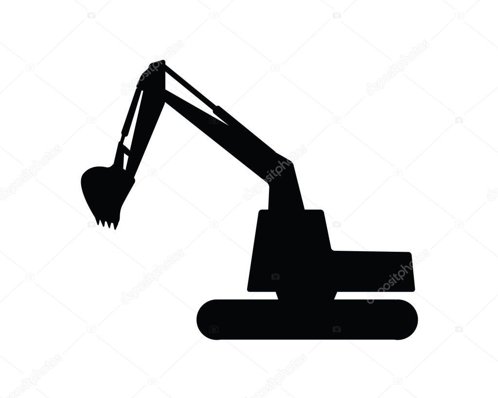 Excavator silhouette design illustration, silhouette style design, designed for icon and animation