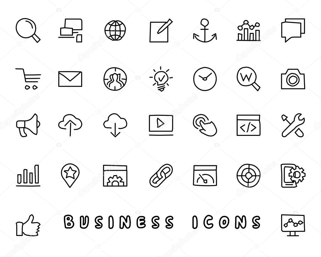 business hand drawn icon design illustration, line style icon, designed for app and web