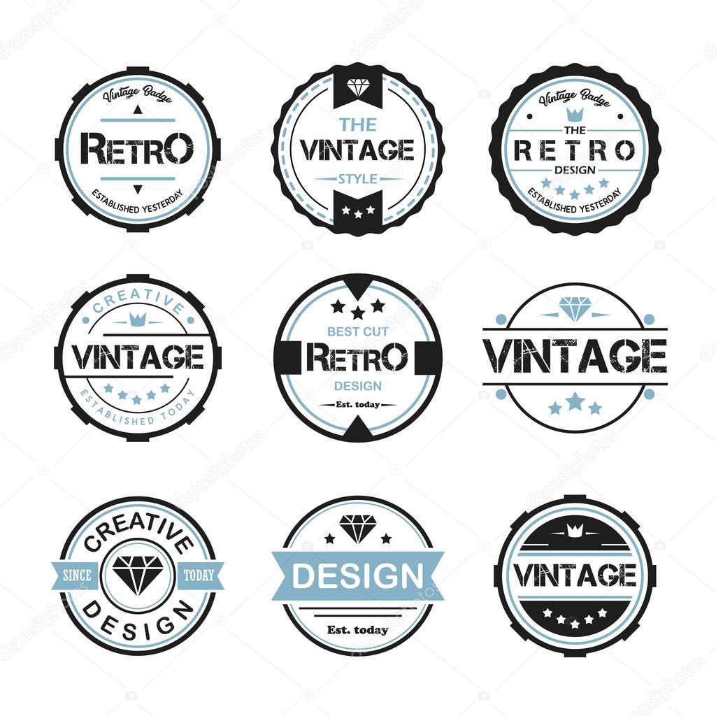 Round vintage retro logo badge design illustration,vintage design style, designed for apparel and logo