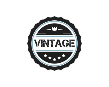 retro vintage logo rozet tasarımı illüstrasyon, vintage tasarım stili, giyim ve logosu için tasarlanan yuvarlak
