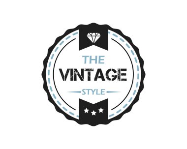 retro vintage logo rozet tasarımı illüstrasyon, vintage tasarım stili, giyim ve logosu için tasarlanan yuvarlak