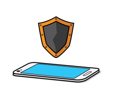 kalkan akıllı telefon karikatür tasarım illustration.cartoon tasarım stili, Gösterim amacıyla tasarlanmış