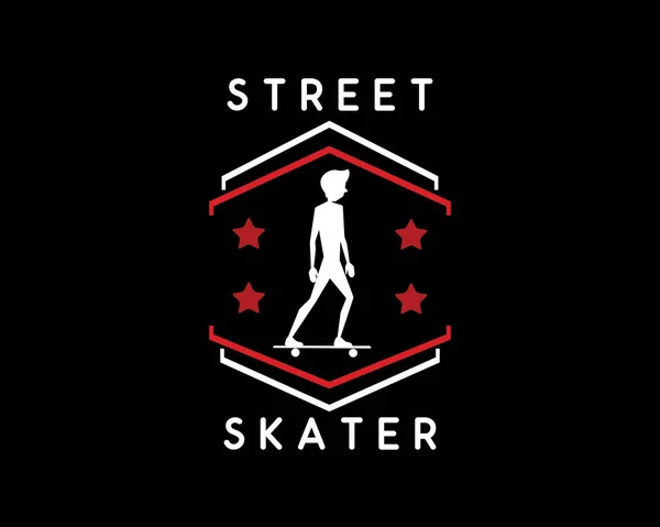 Skateboard vintage retro logo abzeichen design illustration, vintage design style, entworfen für bekleidung und logo — Stockvektor