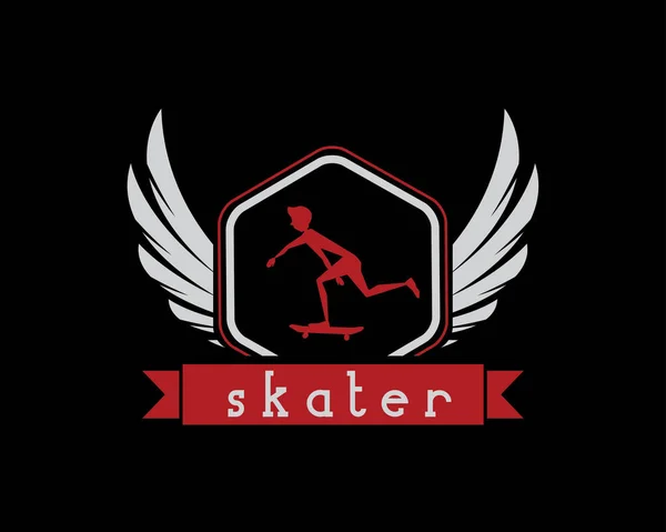 Skateboard vintage retro logo abzeichen design illustration, vintage design style, entworfen für bekleidung und logo — Stockvektor