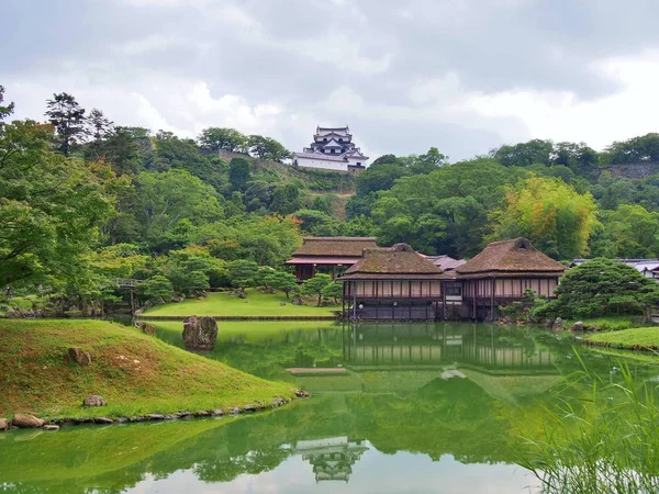 Genkyuen zahrada v Hikone, Japonsko. Stock Snímky